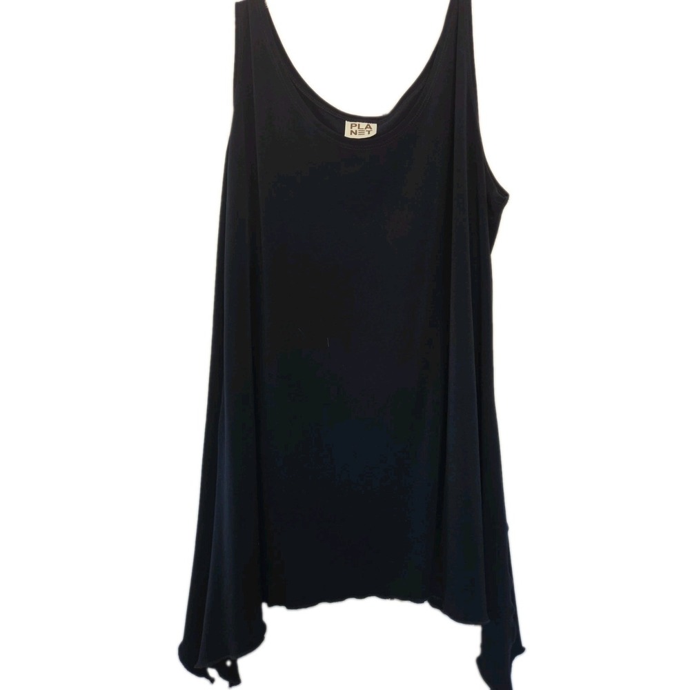 Planet Tank Top Womens Size 3/ XL Navy Stretch Shark Bite Microfiber USA Made